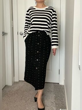 Mondi Button-Front Skirt with Yellow Dot Print